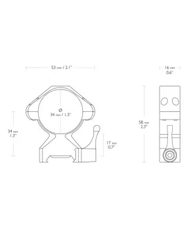 Montaż lunety Hawke Precision Steel średni 34 mm Weaver z dźwignią