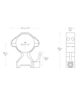 Montaż lunety Hawke Precision Steel wysoki 34 mm Weaver z dźwignią