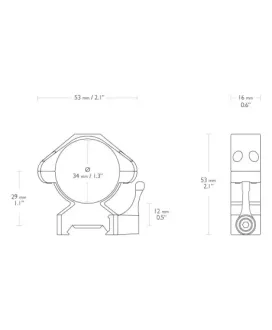 Montaż lunety Hawke Precision Steel niski 34 mm Weaver z dźwignią