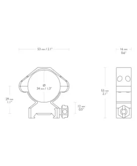 Montaż lunety Hawke Precision Steel niski 34 mm Weaver