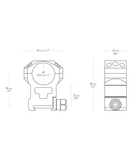 Montaż lunety Hawke Tactical bardzo wysoki 1" Weaver