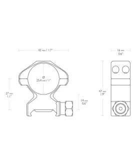 Montaż lunety Hawke Precision Steel wysoki 1" Weaver
