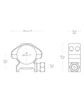 Montaż lunety Hawke Precision Steel niski 1" Weaver