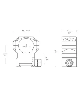 Montaż lunety Hawke Tactical wysoki 1" Weaver