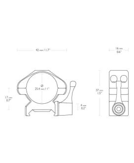 Montaż lunety Hawke Precision Steel niski 1" Weaver z dźwignią