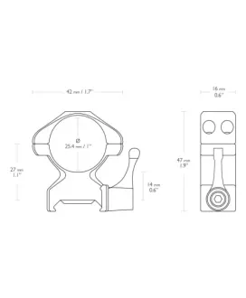 Montaż lunety Hawke Precision Steel wysoki 1" Weaver z dźwignią
