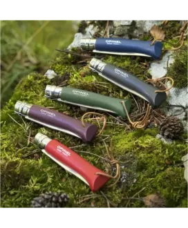 Nóż Opinel Colorama 08 inox grab bordowy z rzemieniem