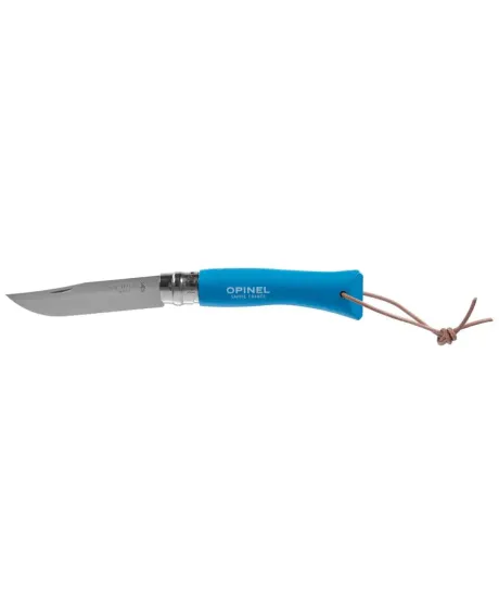 Nóż Opinel Colorama 07 inox grab niebieski z rzemieniem