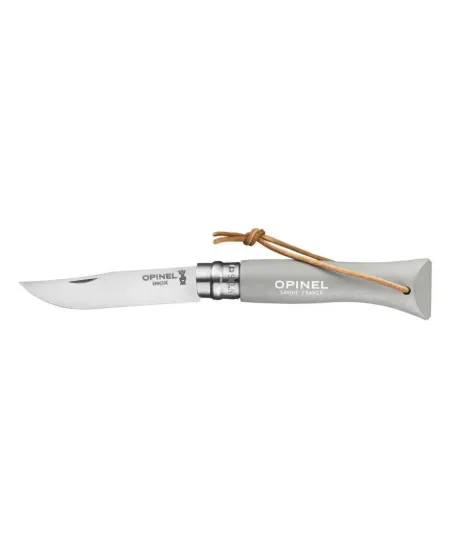 Nóż Opinel Colorama 06 inox grab szary z rzemieniem