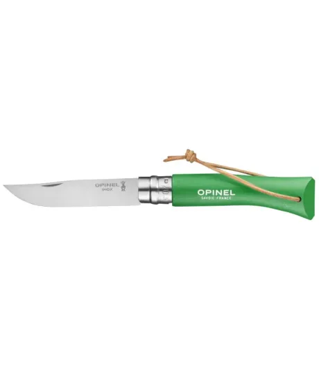 Nóż Opinel Colorama 07 inox grab zielony z rzemieniem