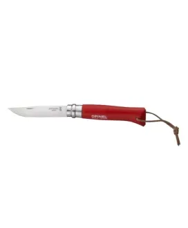 Nóż Opinel Colorama 08 inox grab czerwony z rzemieniem