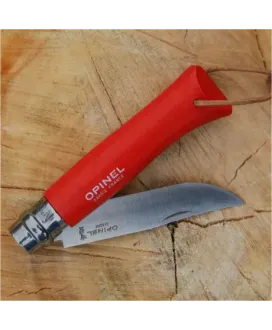 Nóż Opinel Colorama 08 inox grab czerwony z rzemieniem