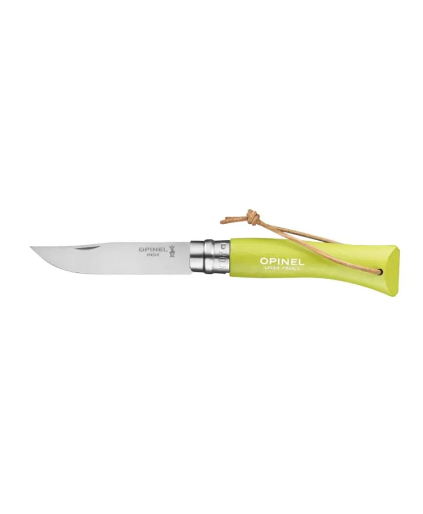 Nóż Opinel Colorama 07 inox grab jasnozielony z rzemieniem