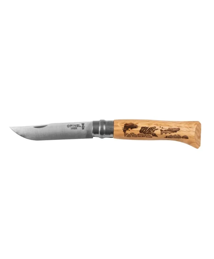 Nóż Opinel 8 inox dąb seria Animal - ryba