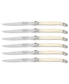 Nóż Laguiole do steków z stali nierdzewnej 6 sztuk w bloku drewnianym