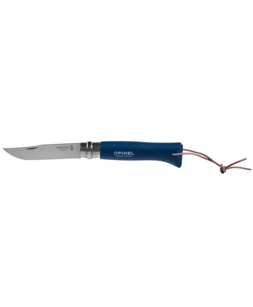 Nóż Opinel Colorama 08 inox grab granatowy z rzemieniem