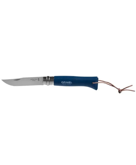 Nóż Opinel Colorama 08 inox grab granatowy z rzemieniem