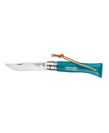 Nóż Opinel Colorama 06 inox grab turkusowy z rzemieniem