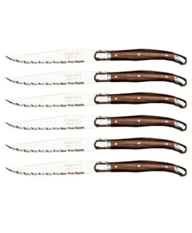 Nóż Laguiole do steków z stali nierdzewnej 6 sztuk w bloku drewnianym