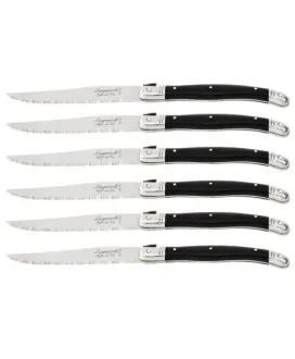 Nóż Laguiole do steków z stali nierdzewnej 6 sztuk w bloku drewnianym