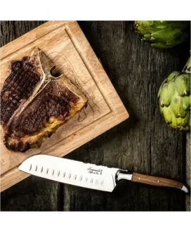 Nóż Laguiole Santoku Olive z deską do krojenia