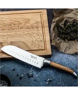 Nóż Laguiole Santoku Olive z deską do krojenia