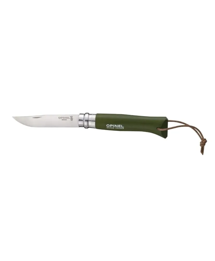 Nóż Opinel Colorama 08 inox grab khaki z rzemieniem