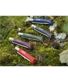 Nóż Opinel Colorama 08 inox grab brązowy z rzemieniem