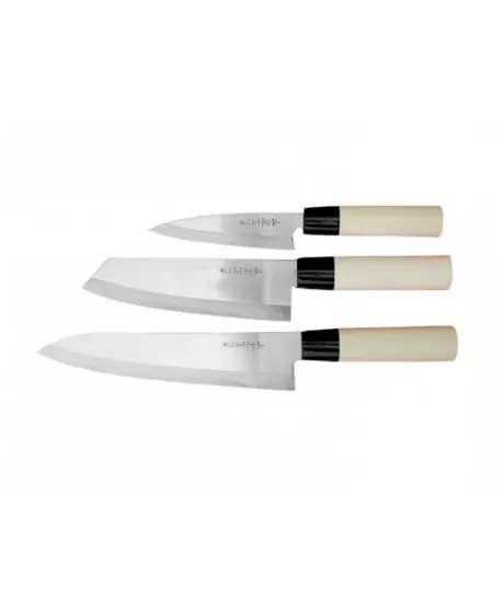 Zestaw 3 noży Satake Megumi Szefa kuchni / Santoku Bunka / nóż uniwersalny