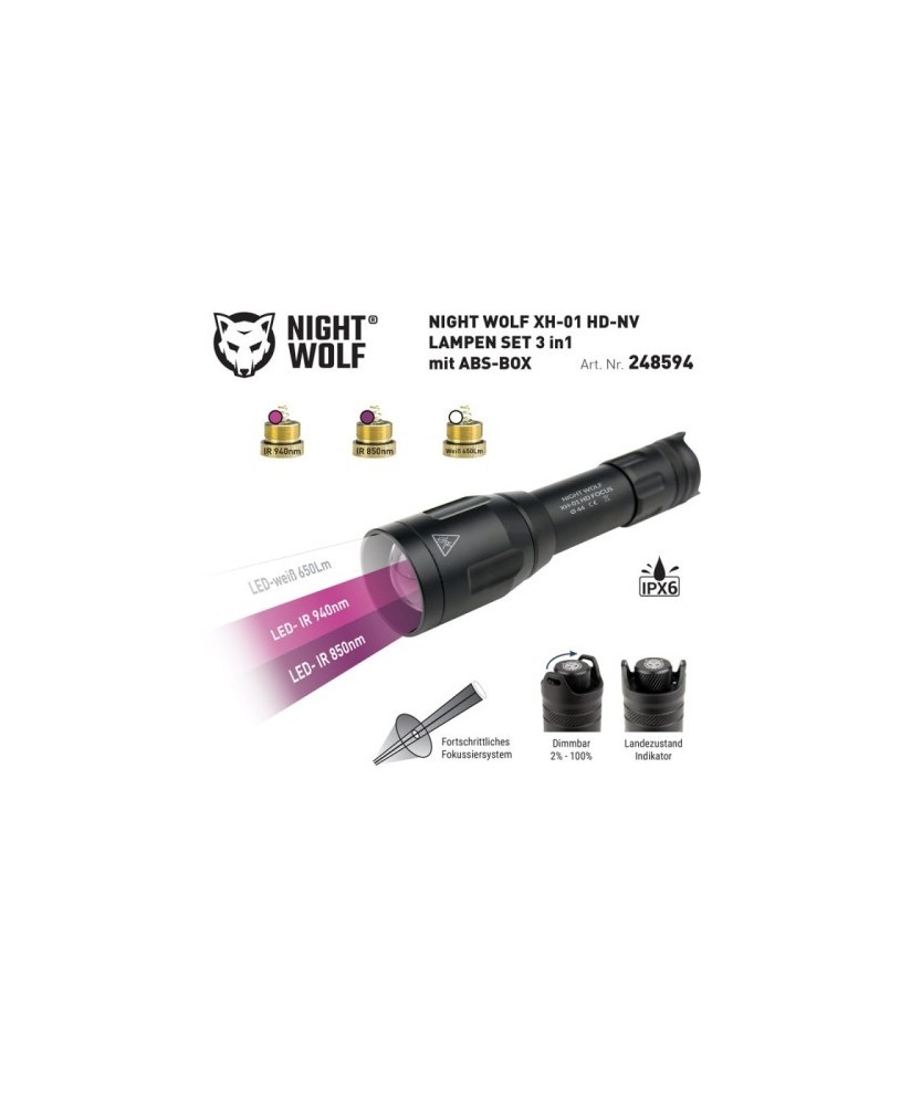 Iluminator Podczerwieni- Latarka NIGHT WOLF XH-01 HD-NV FOCUS 3w1 IR940,IR850 LED BIAŁY