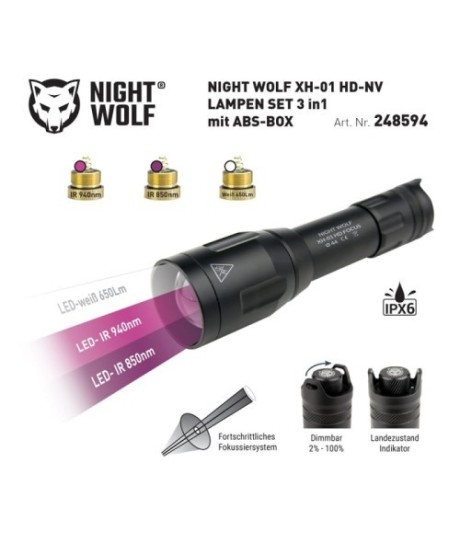 Iluminator Podczerwieni- Latarka NIGHT WOLF XH-01 HD-NV FOCUS 3w1 IR940,IR850 LED BIAŁY